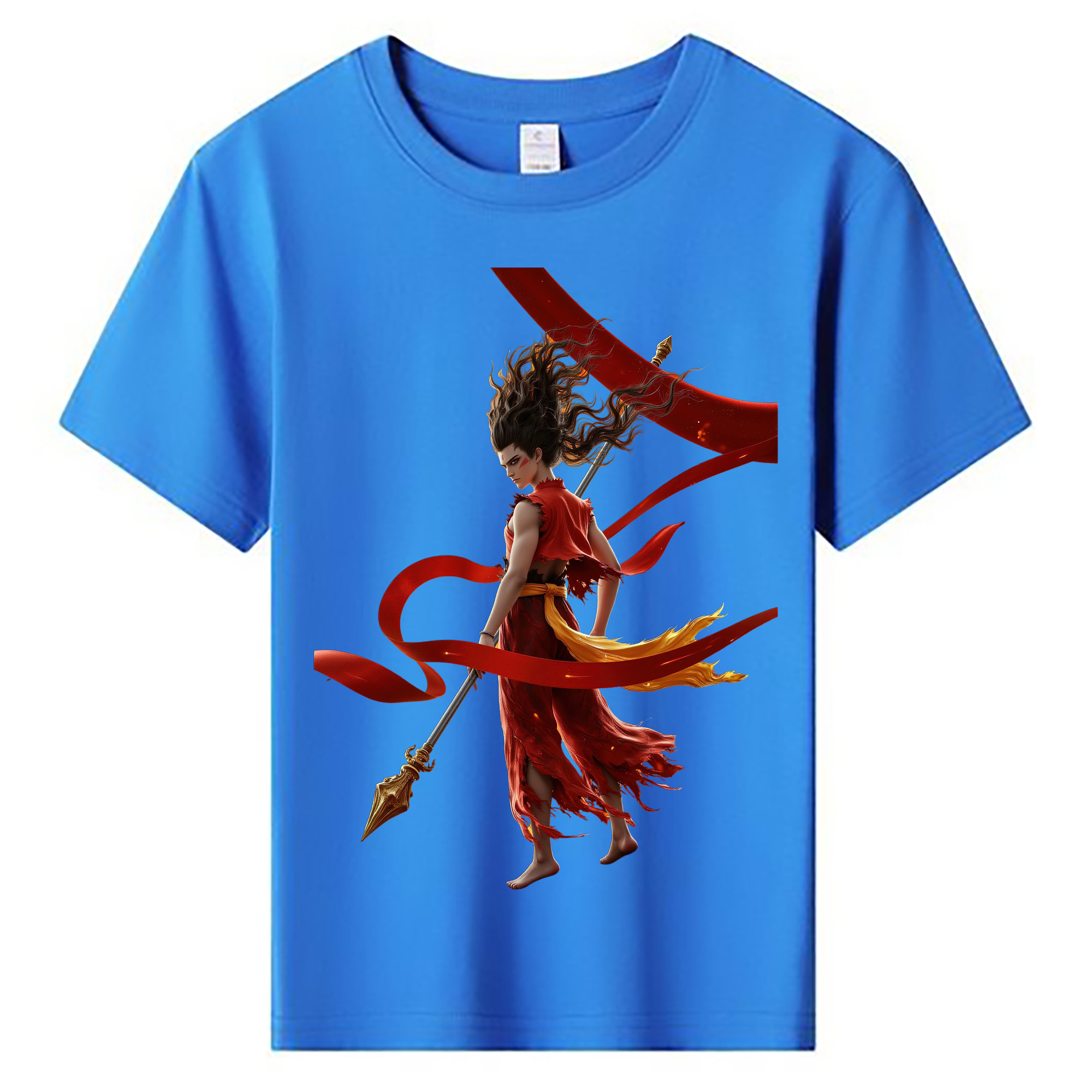 （画像用） Ne Zha 2 ナタ 魔童の大暴れ 綿100％キッズTシャツ（フロントプリント）